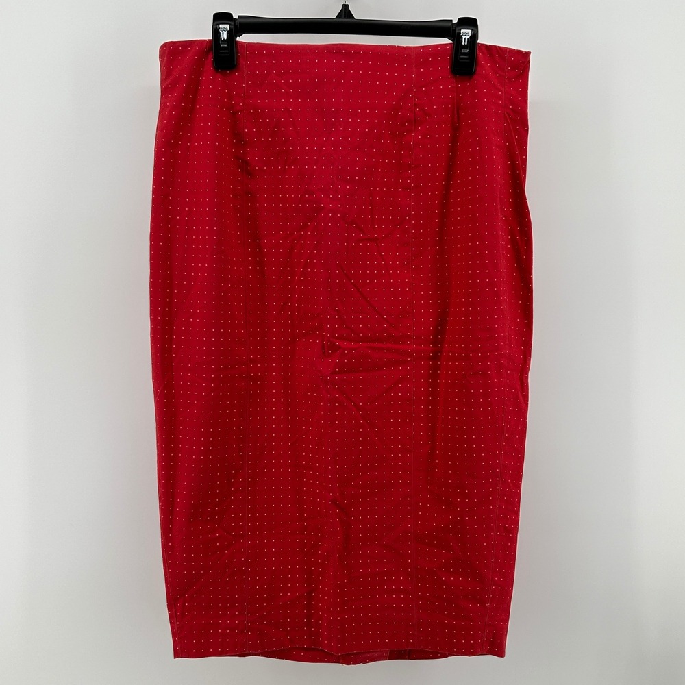 Torrid Red Polka Dot Poplin Pencil Skirt 14 Retro Pinup Back Button‎ Detail NWT